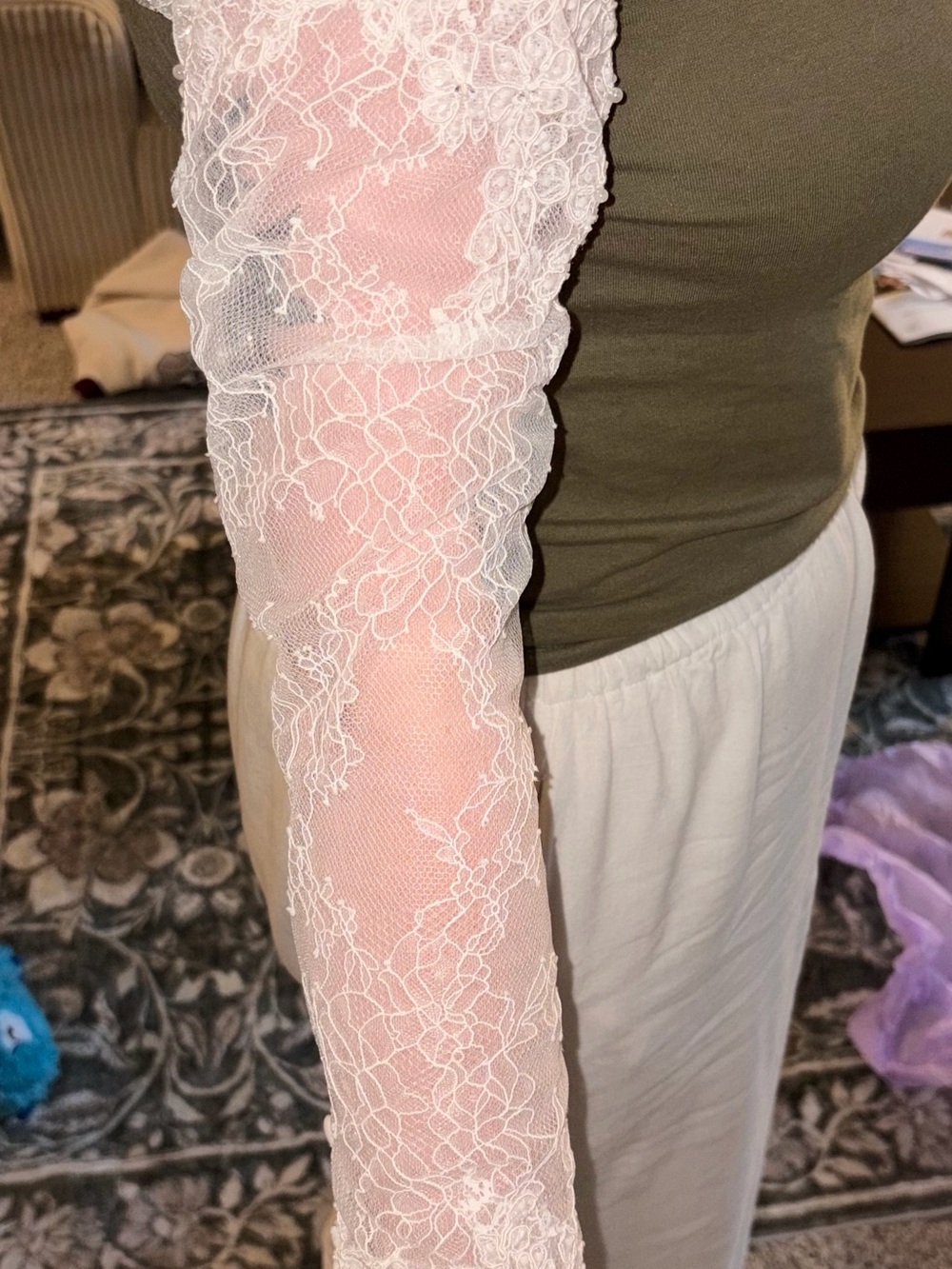 Allure Bridal- Sheer Floral Lace Detachable Sleeves